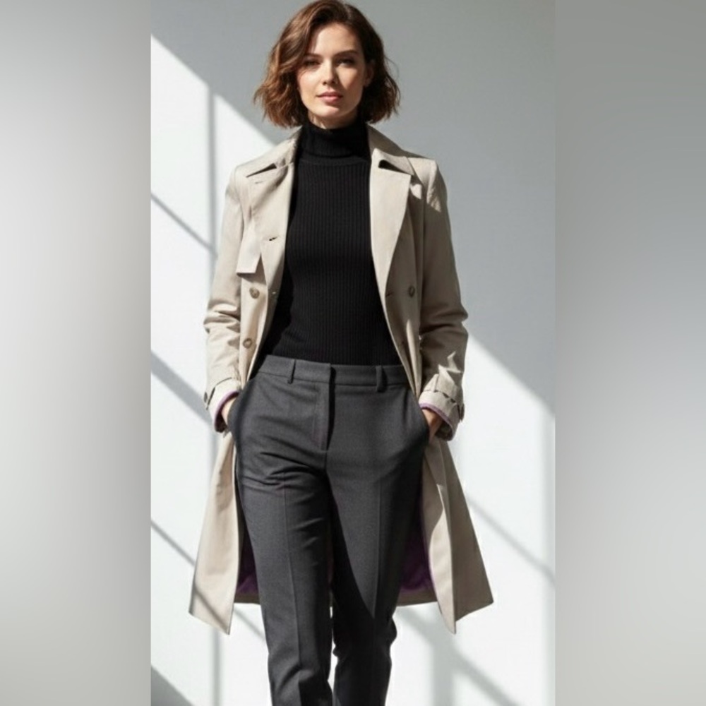 Kuhlman Women’s Tan 60% Cotton Trench Coat, Size Medium